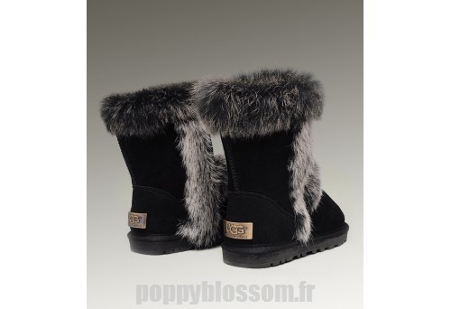 Bottes Ugg simple-045 court en fourrure de renard noir